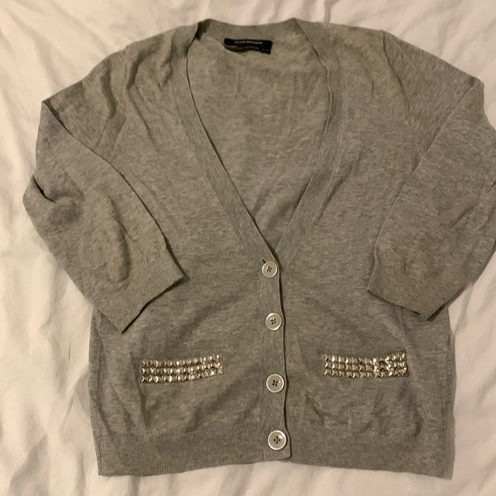 Club monaco gray cotton and cashmere cardigan size medium